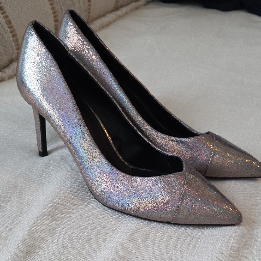 Zara Shimmering Silver Heels